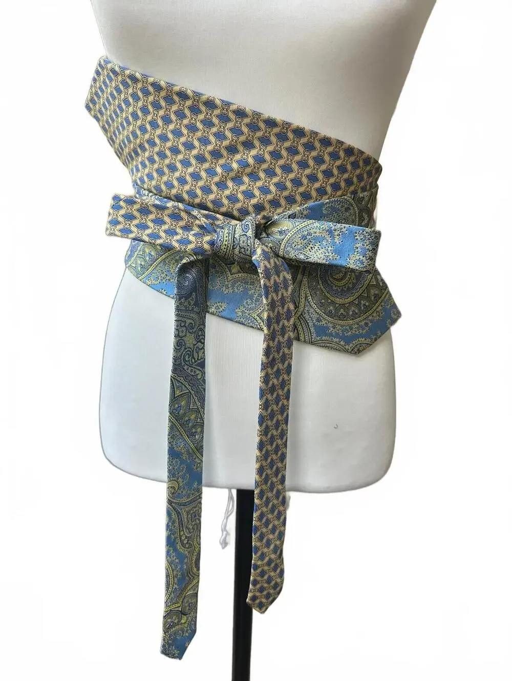 Upcycled Silk Necktie Obi Belt | Handmade Corset Style Belt | One of a Kind | OS